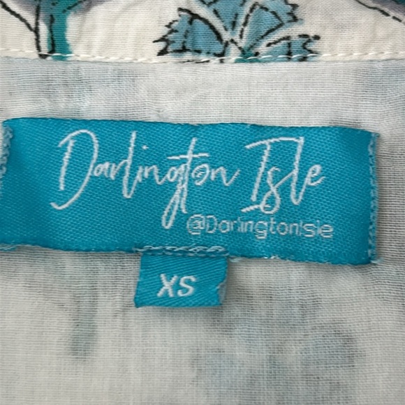 Darlington Isle Mixed Batik Prints Midi Dress Flutter Sleeves Abalone Buttons - Picture 2 of 9